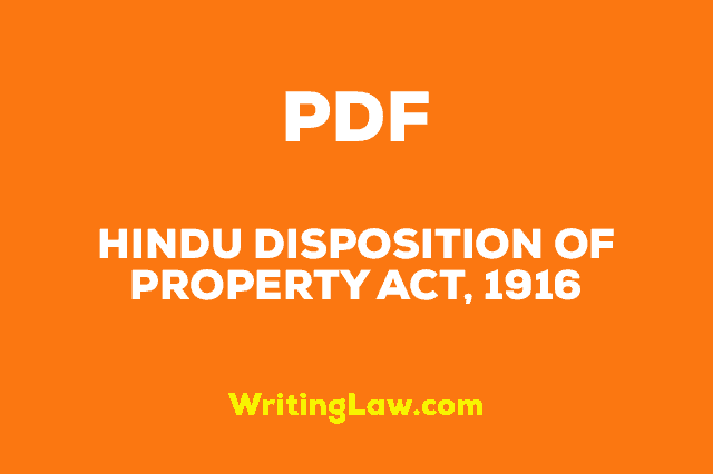 Hindu Disposition Of Property Act 1916 PDF