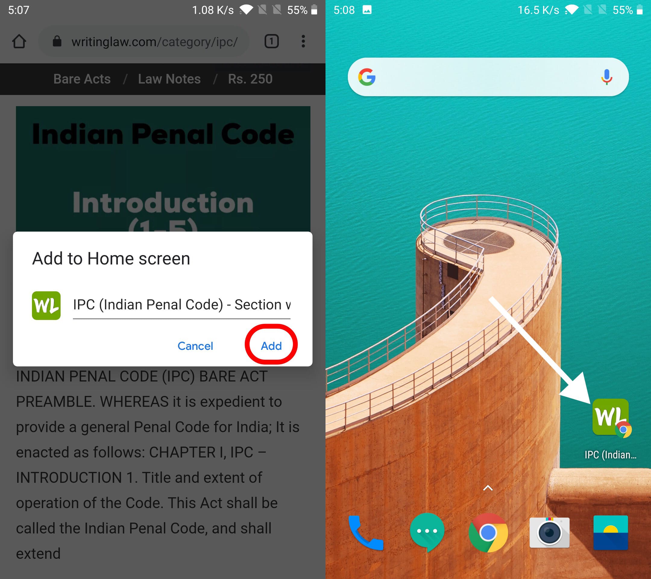Add to Android Home Screen Step 2