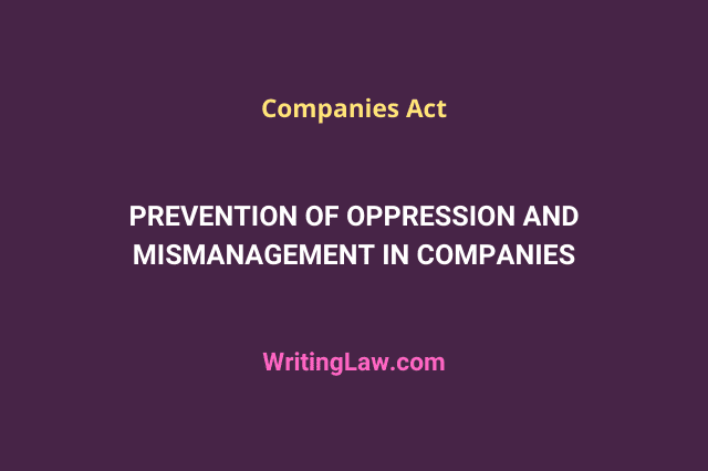 Prevention of Oppression and Mismanagement in Companies