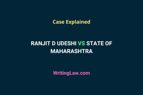 Ronjit D Ranjit D Udeshi vs State of Maharashtra - Case Explained